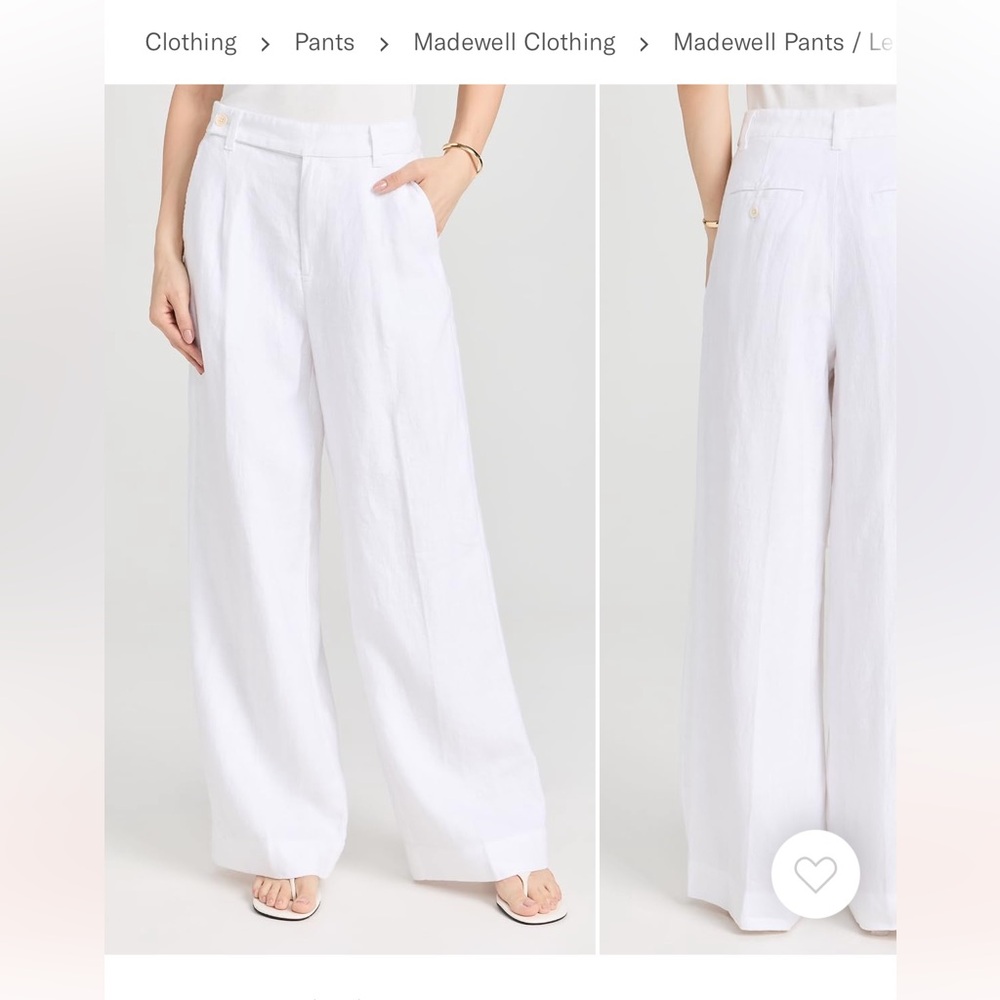 Madewell Women's Wide-Leg Linen Pants in White size 0 NWT